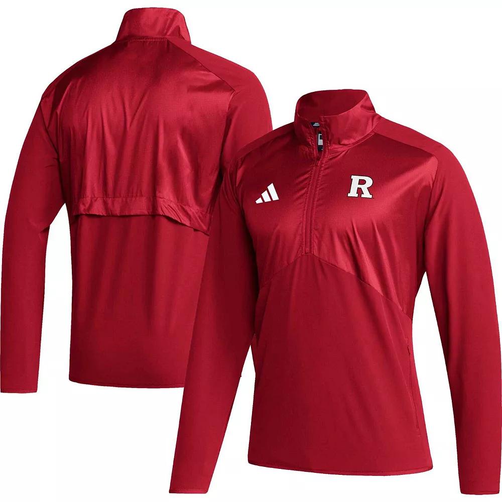 Men's adidas Scarlet Nebraska Huskers Sideline AEROREADY Raglan Sleeve Quarter-Zip Jacket,  Product Image