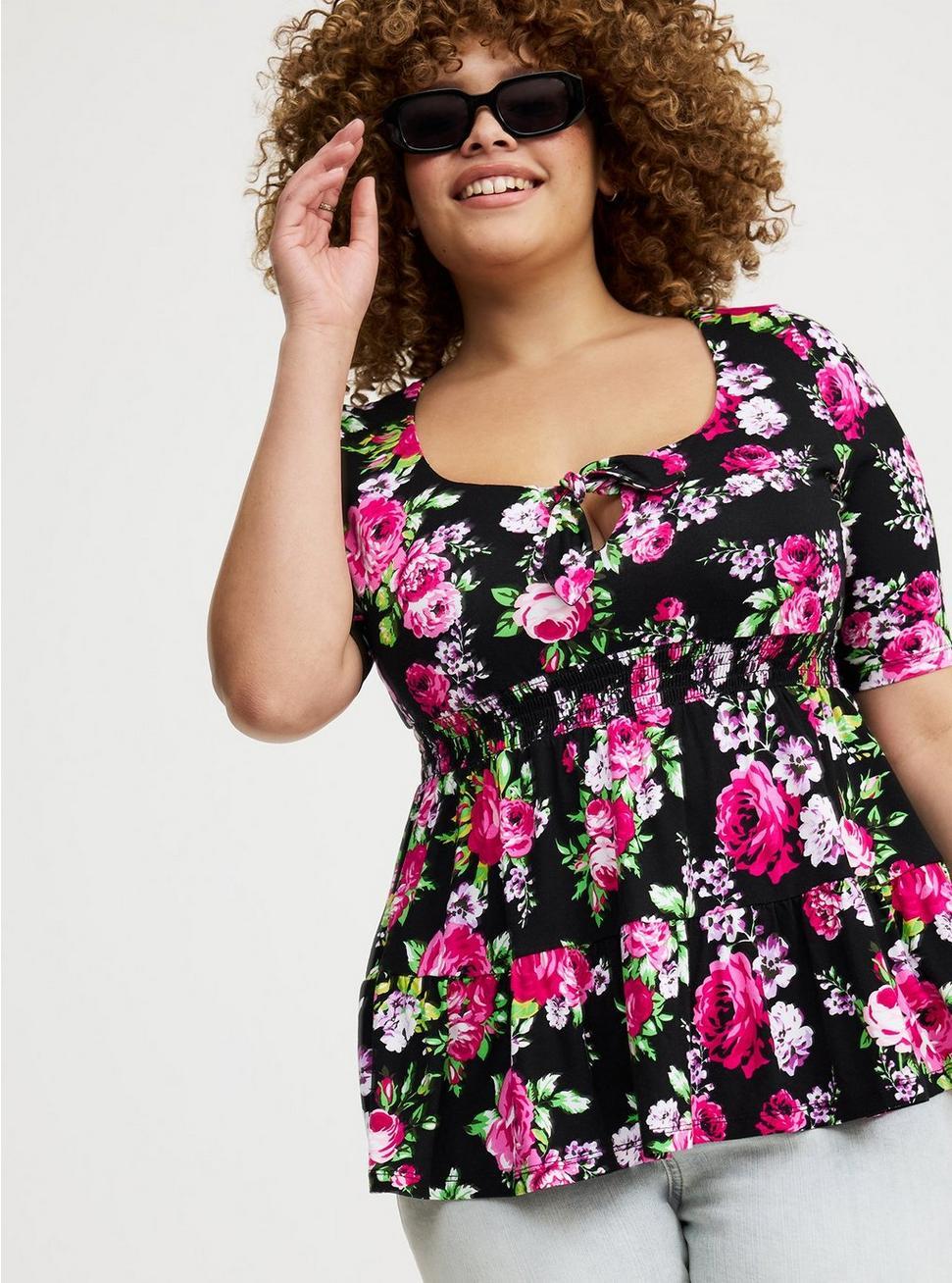 Tie Front Babydoll Top Product Image