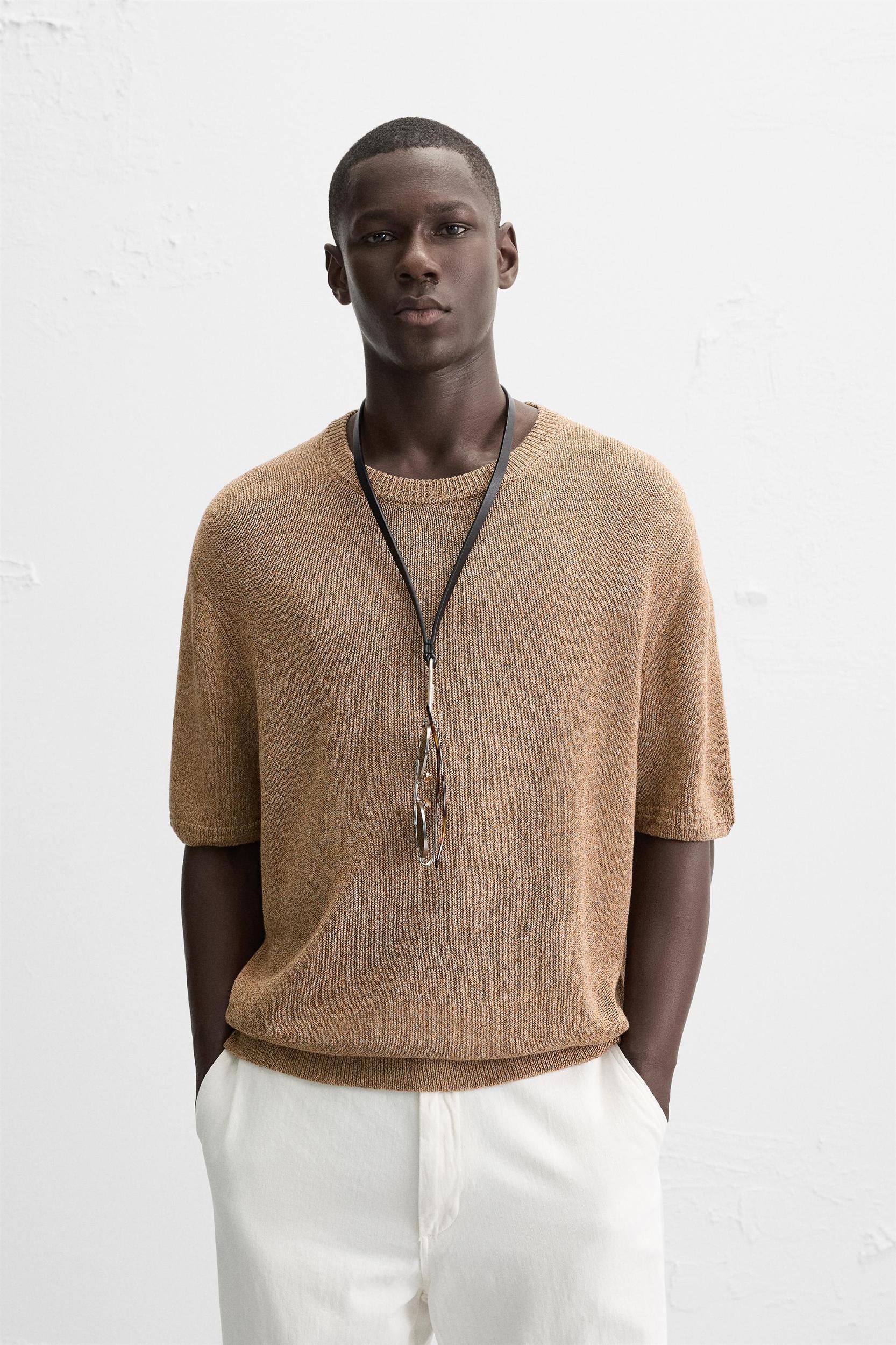 COTTON LINEN KNIT T-SHIRT Product Image