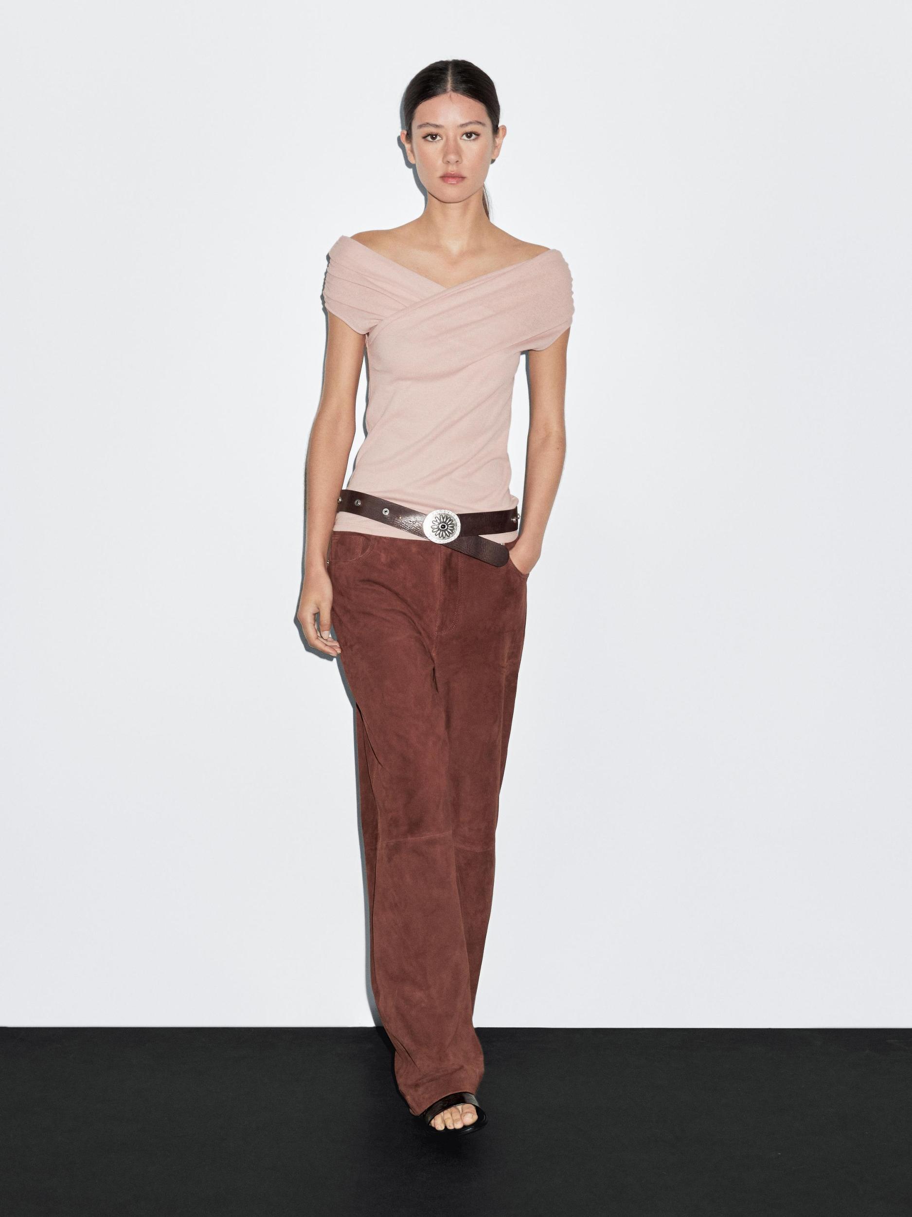 100% cotton surplice boat neck top Product Image