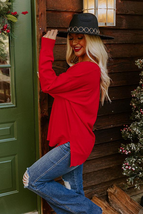 Sincerely Snuggly Sweater Top in Red Product Image