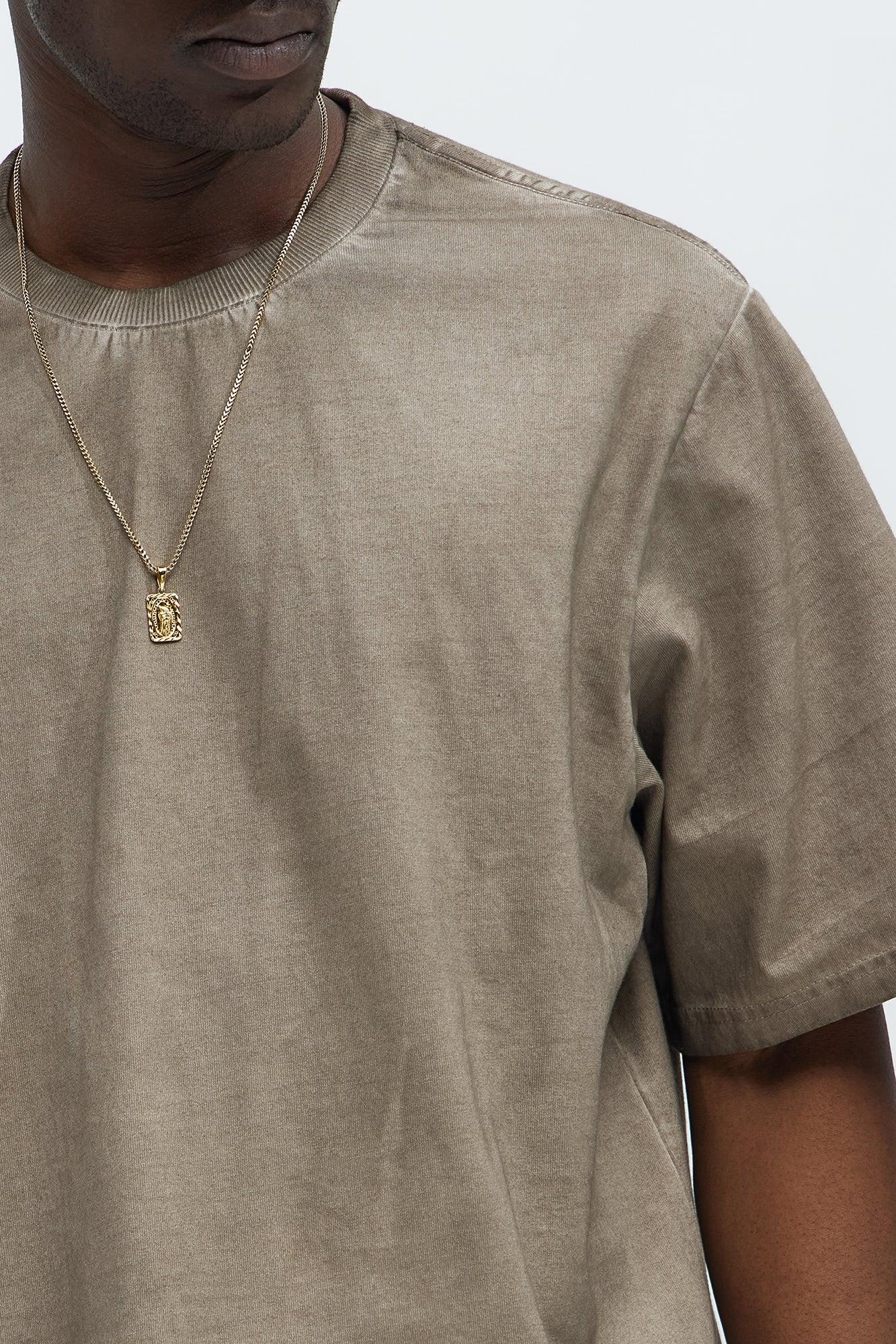 Tinted Wash Boxy Cropped Heavyweight Short Sleeve Tee - Brown Product Image