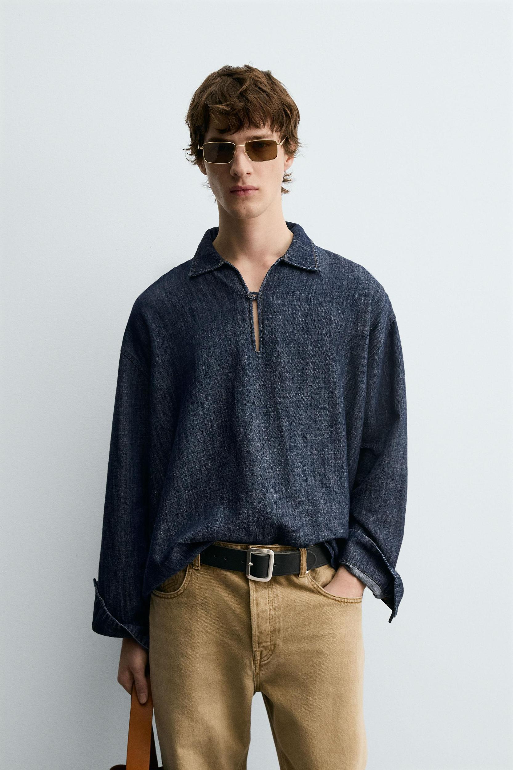 COTTON-LINEN DENIM SHIRT Product Image