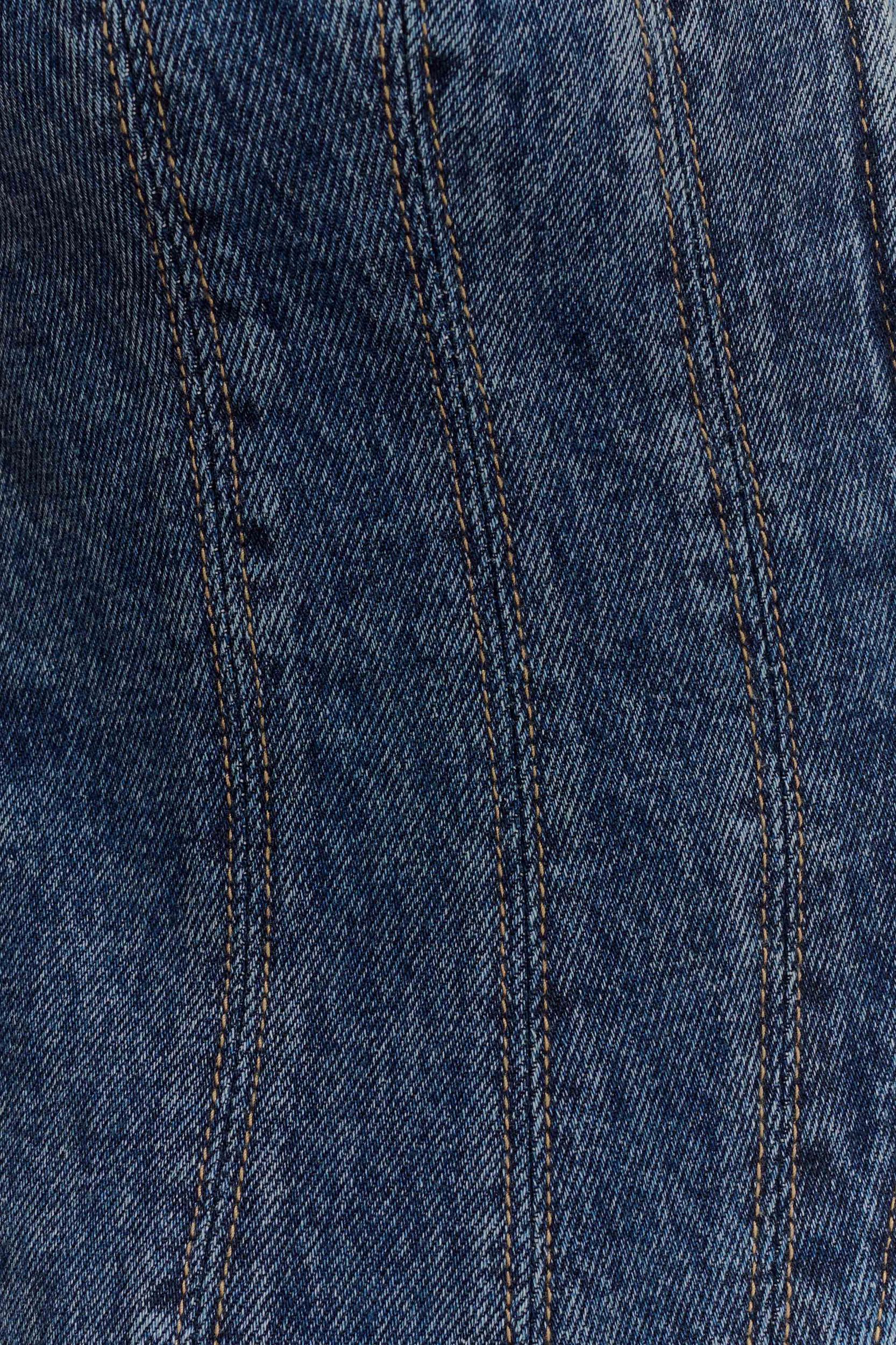 Loretta Cap Sleeve Denim Top - Washed Dark Blue Product Image