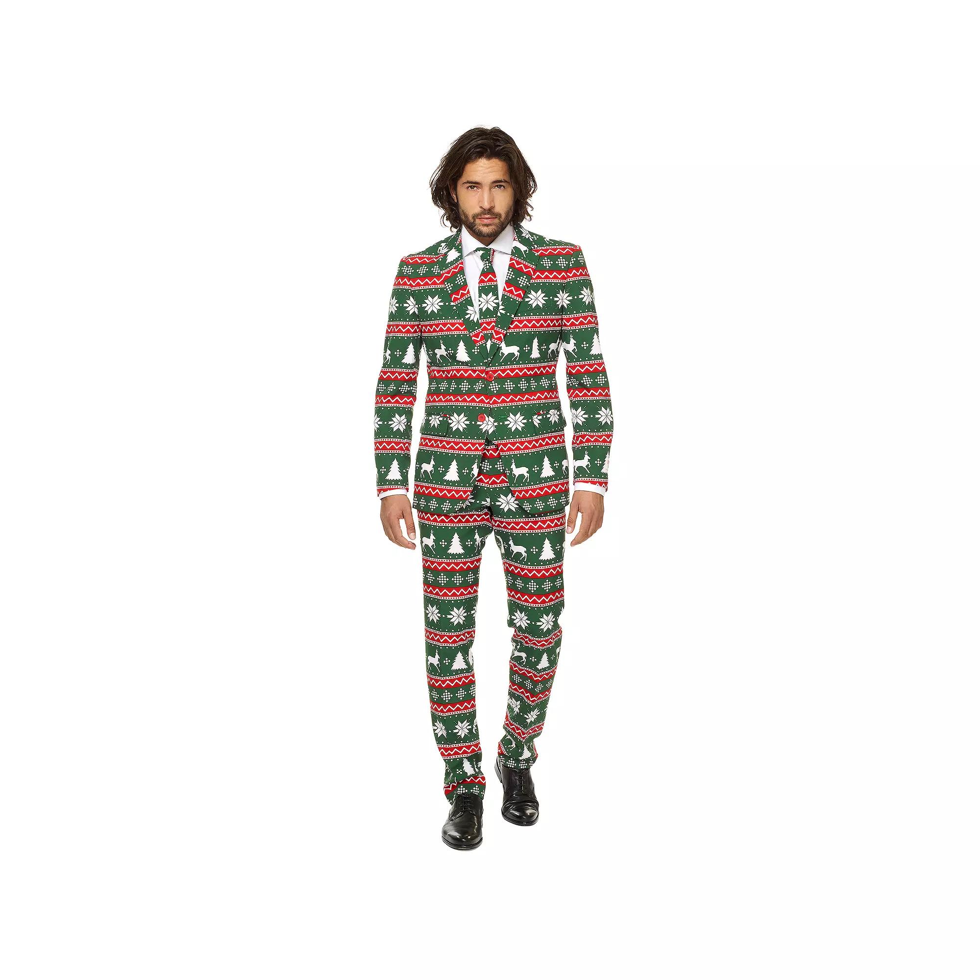 Men's OppoSuits Slim-Fit Holiday Novelty Suit & Tie Set, Size: 48 - Regular, Festive Green Product Image