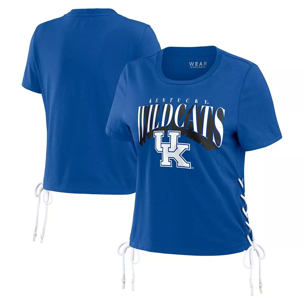 Women's WEAR by Erin Andrews Royal Kentucky Wildcats Side Lace-Up Modest Crop T-Shirt,  Product Image