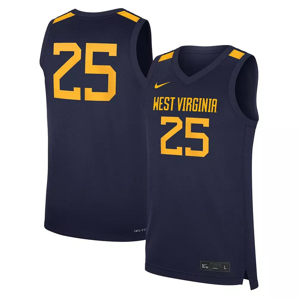 Men's Nike #25 Navy West Virginia Mountaineers Road Replica Basketball Jersey,  Product Image