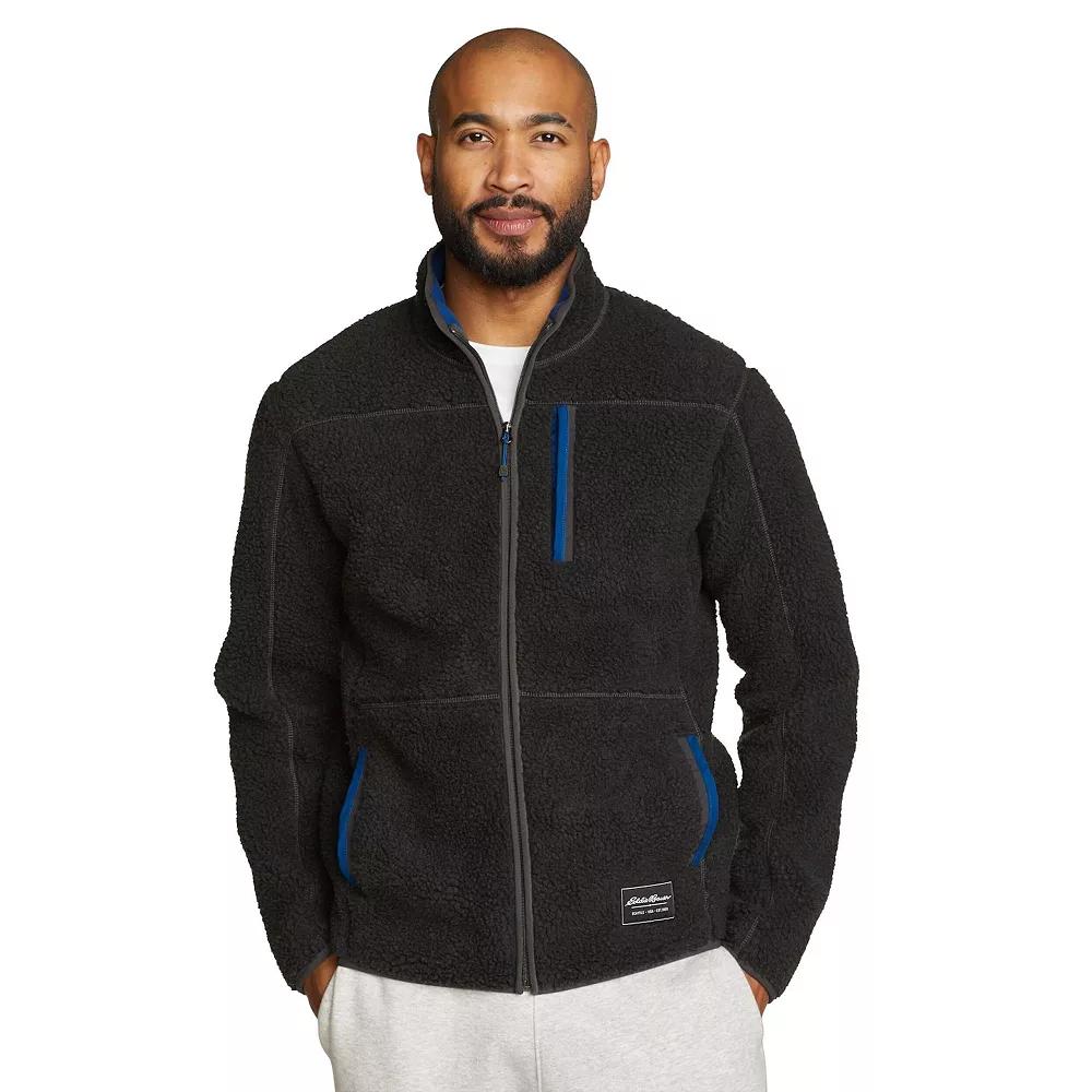 Men's Eddie Bauer Chilali Faux Shearling Fleece Full-Zip Jacket, Size: Small, Black Product Image