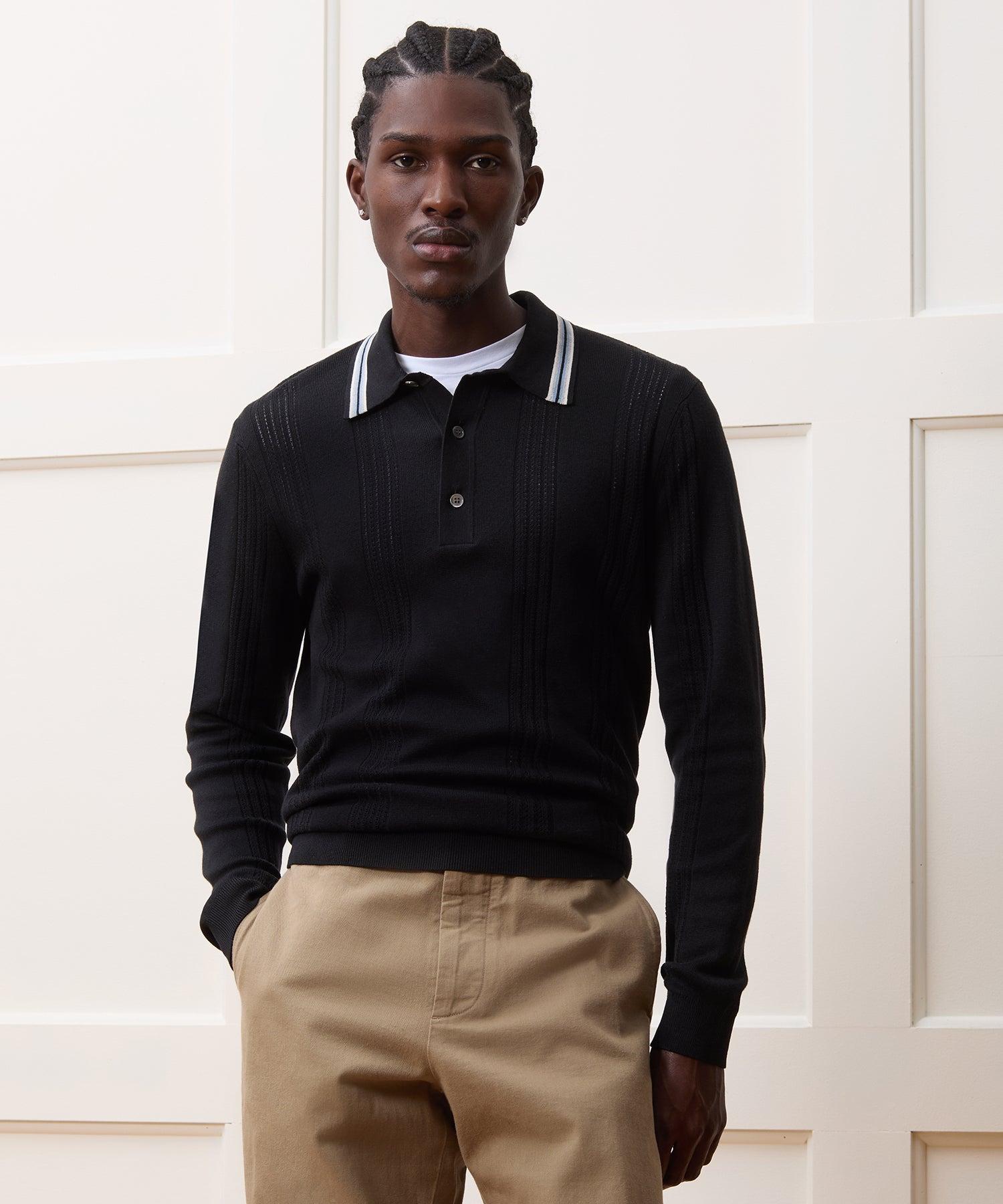 Silk-Cotton Tipped Sweater Polo Product Image