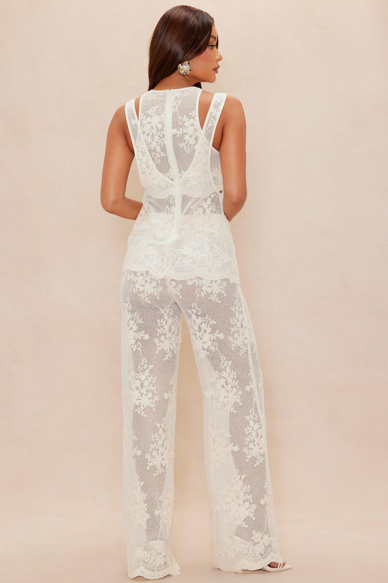 Adelita Crochet Pant Set - Cream Product Image