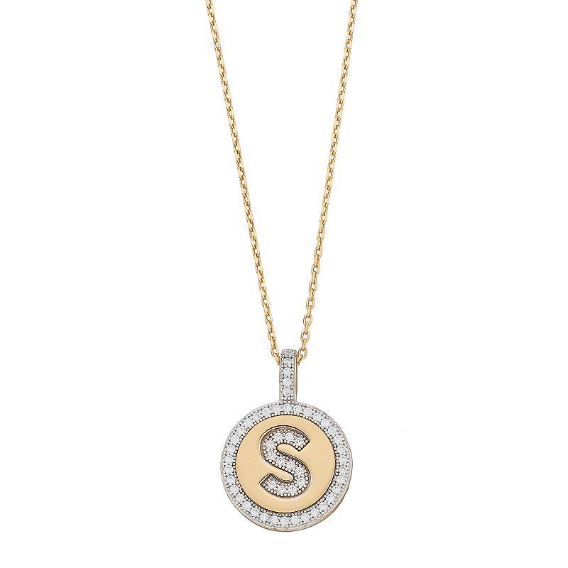 14k Gold Over Silver Cubic Zirconia Initial Pendant Necklace, Women's, Size: 18" Product Image