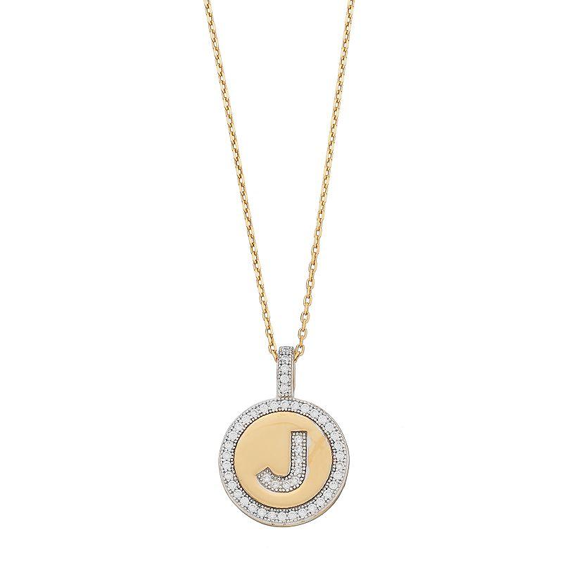 14k Gold Over Silver Cubic Zirconia Initial Pendant Necklace, Women's, Size: 18" Product Image