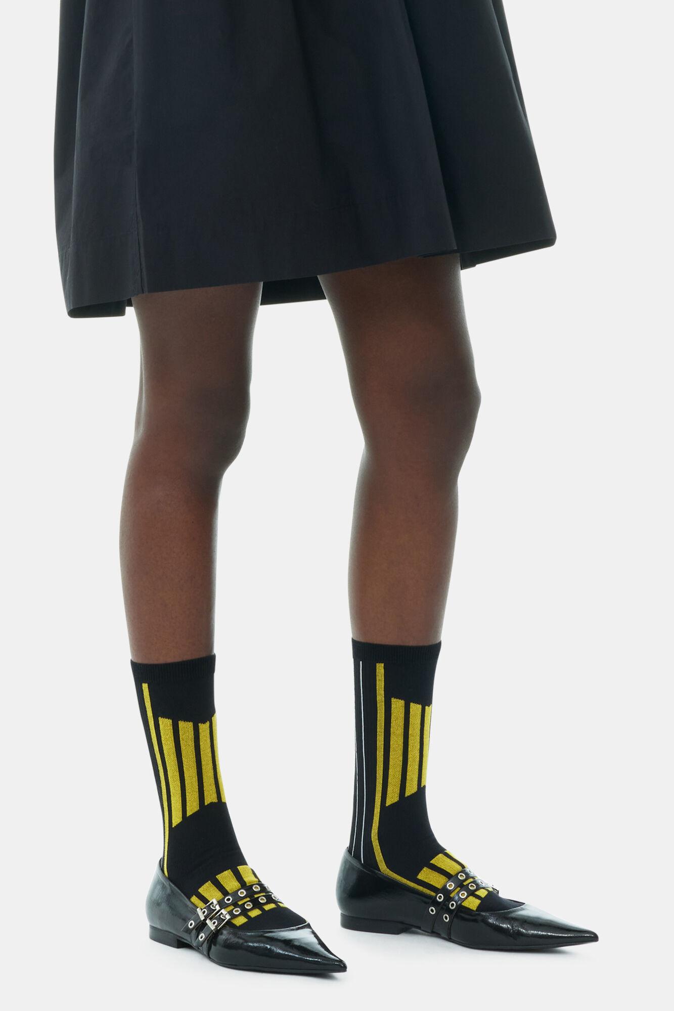 Black/Yellow Sporty Socks Product Image