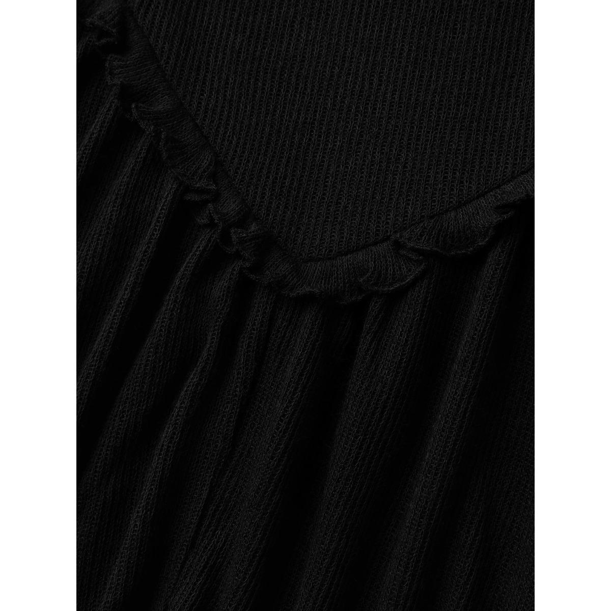 Plus Size Heather Stretchy Sheer High Low Hem Top Women Black Texture Round Neck Vacation Tank Tops Camis BloomChic 28/5X Product Image