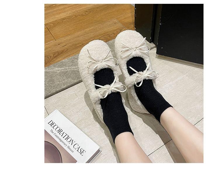 Bow Fleece Mary Jane Shoes Product Image