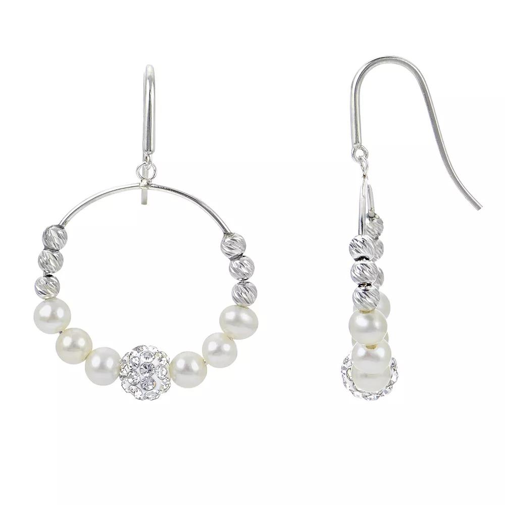 PearLustre by Imperial Sterling Silver Freshwater Cultured Pearl & Crystal Drop Bead Earrings, Womens Product Image