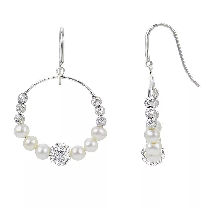 PearLustre by Imperial Sterling Silver Freshwater Cultured Pearl & Crystal Drop Bead Earrings, Womens Product Image