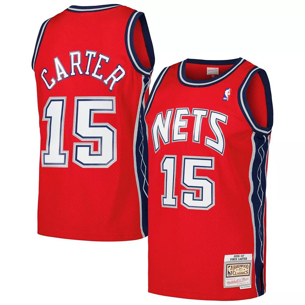 Men's Mitchell & Ness Vince Carter Red New Jersey Nets 2006/07 Hardwood Classics Swingman Jersey, Size: Small, Nba Red Product Image