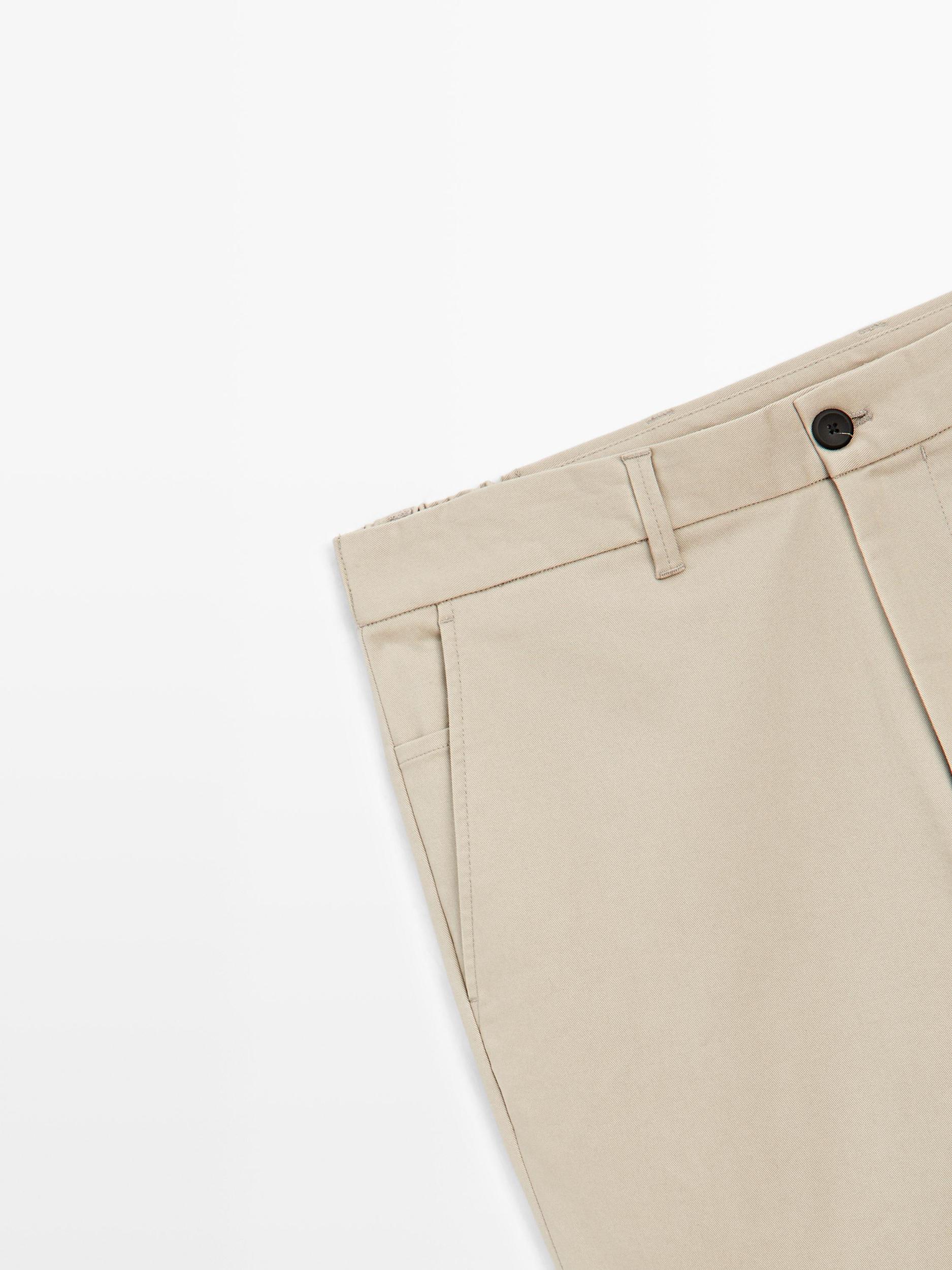 Cotton blend tapered fit trousers Product Image