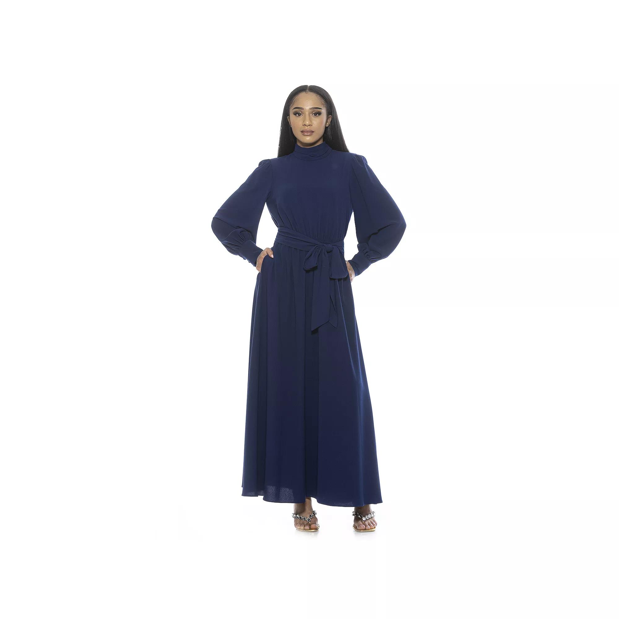 Women's ALEXIA ADMOR Isaliah Mockneck Blouson Sleeve Maxi Dress,  Product Image