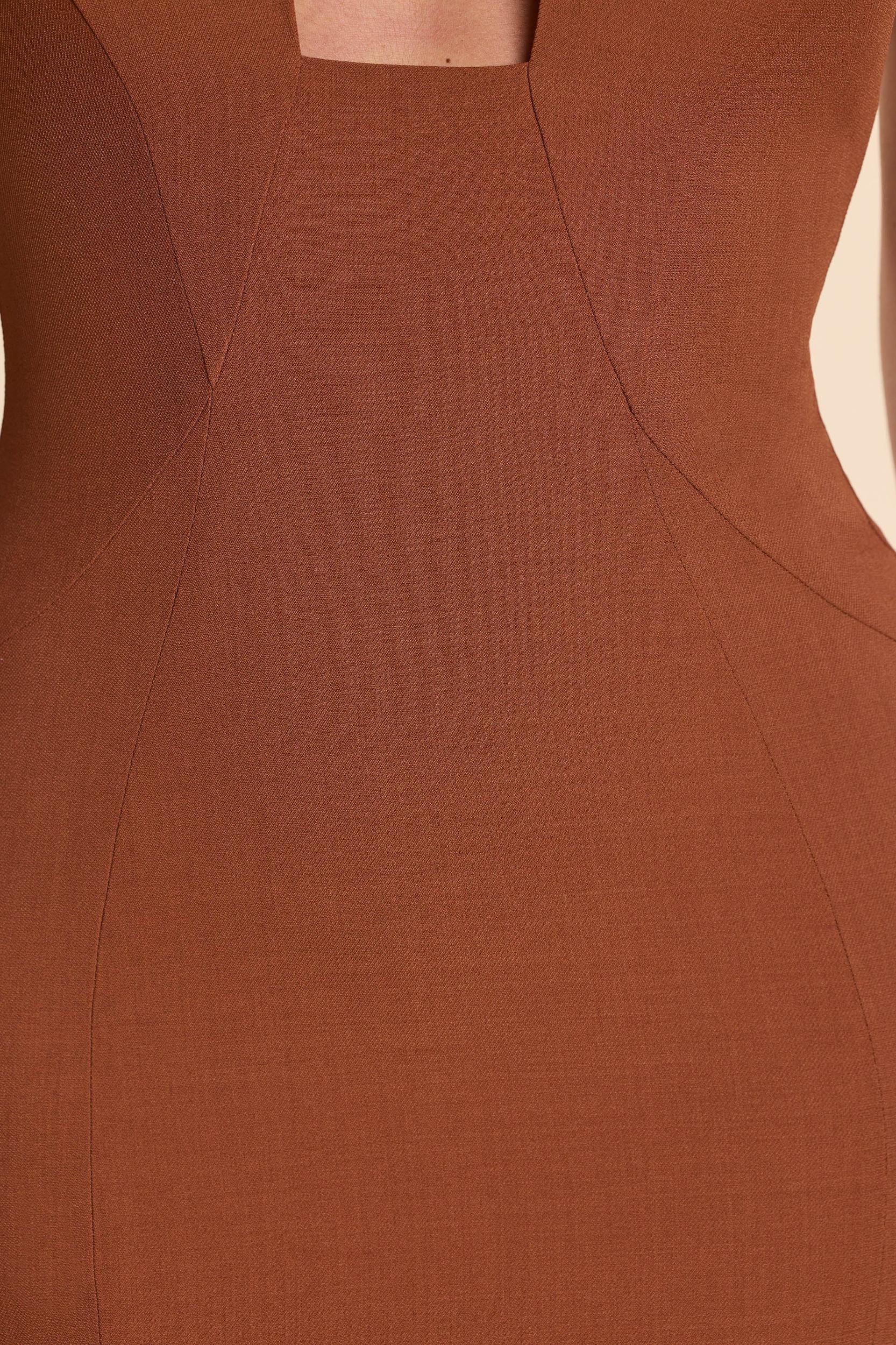 Woven Twill Halter Neck Plunge Maxi Dress in Chestnut Brown Product Image