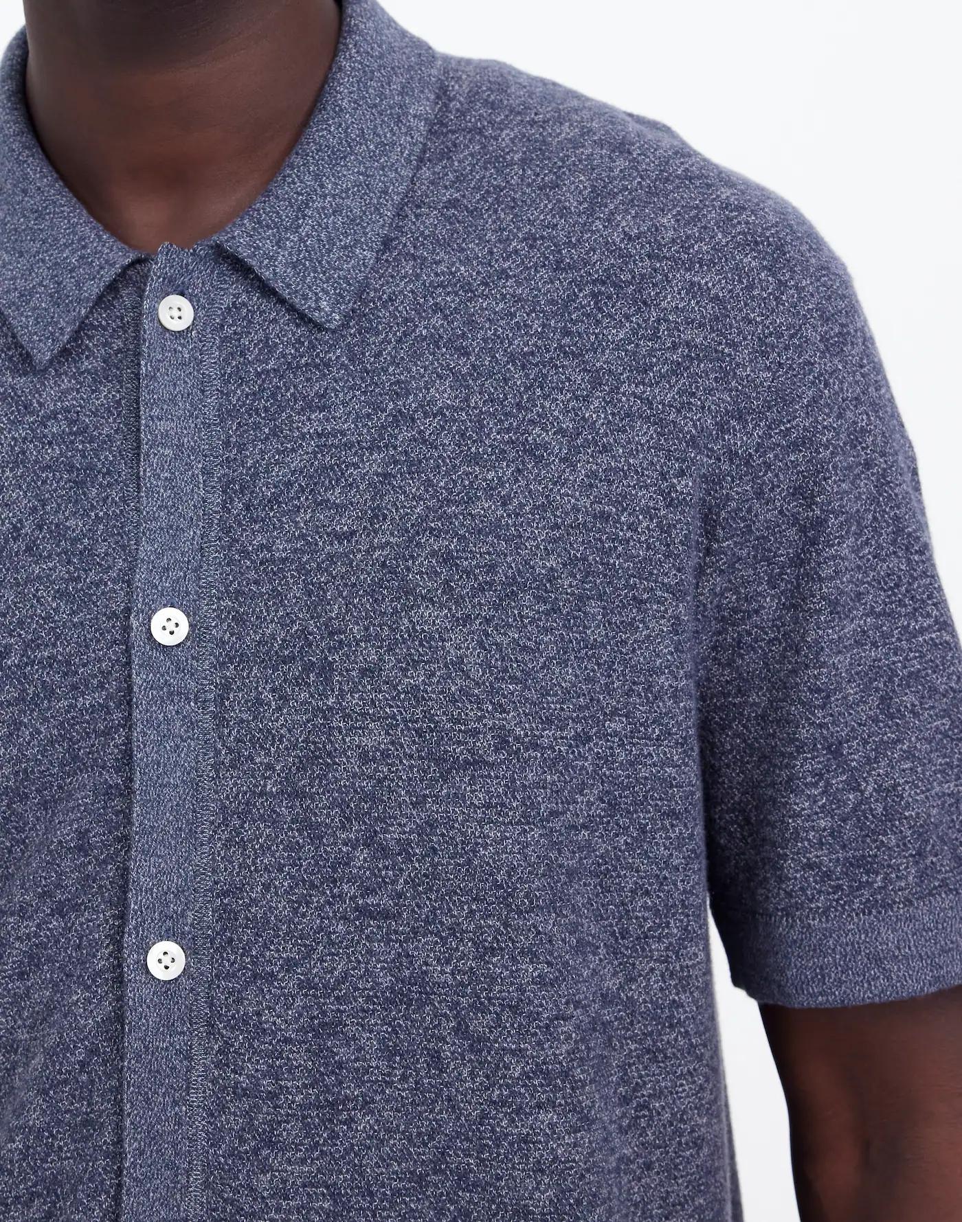 Marled Cotton Button-Up Sweater Polo Product Image