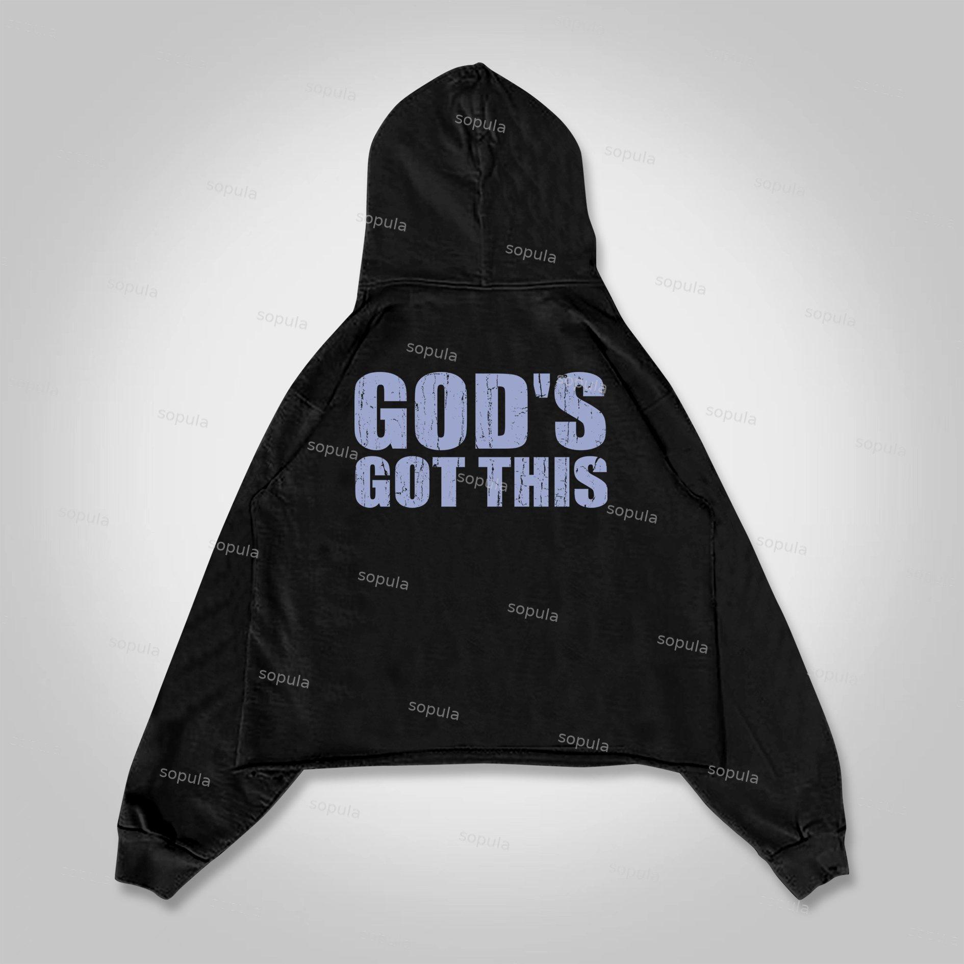 Sopula God's Got This Vintage Jesus Graphic Cropped Hoodie Product Image