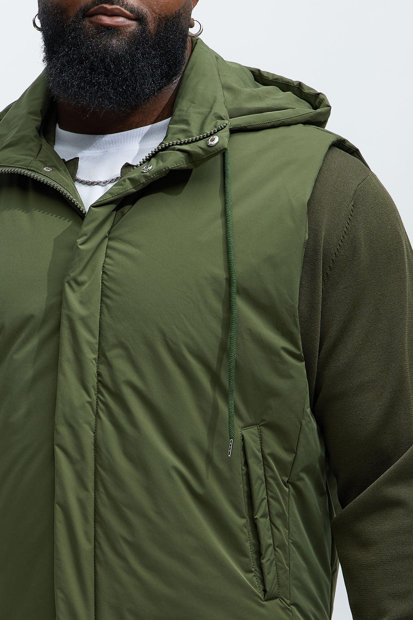 Bismarck Padded Vest With Hood - Olive Male Product Image