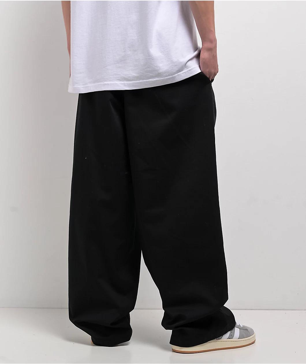 Empyre School Black Ultra Wide Skate Pleated Chino Pants Product Image