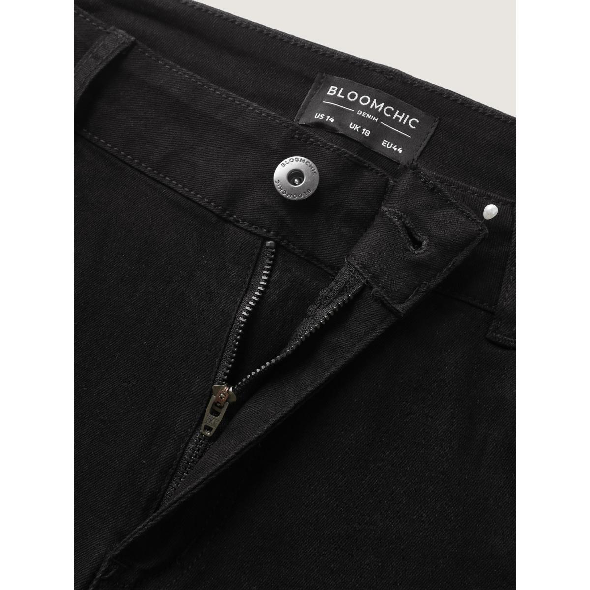 Plus Size Skinny Very Stretchy High Rise Black Wash Sculpt Waist Jeans Women Black Leisure Plain High stretch Slanted pocket Jeans BloomChic 14/1X Product Image