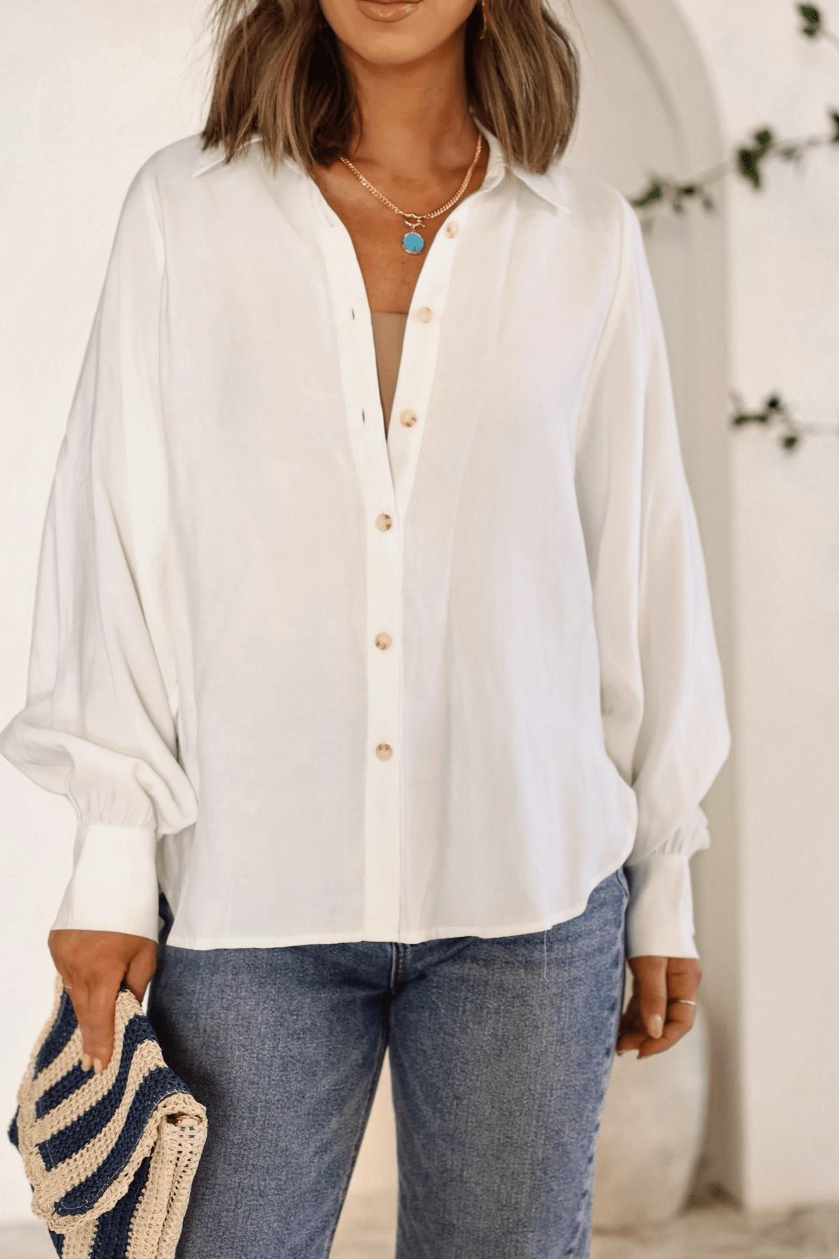 Muse By Magnolia Ivory Button Down Shirt - FINAL SALE Product Image