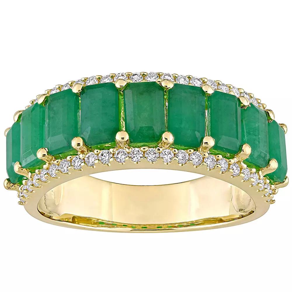 Stella Grace 14k Gold Emerald & 1/3 Carat T.W. Diamond Semi-Eternity Ring, Women's,  Product Image