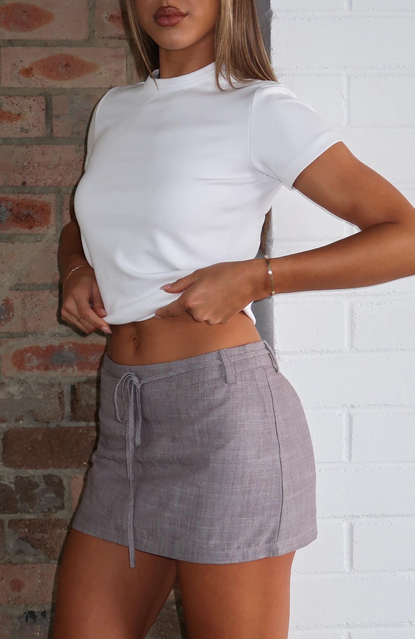 Business Per Usual Mini Skirt Grey Product Image