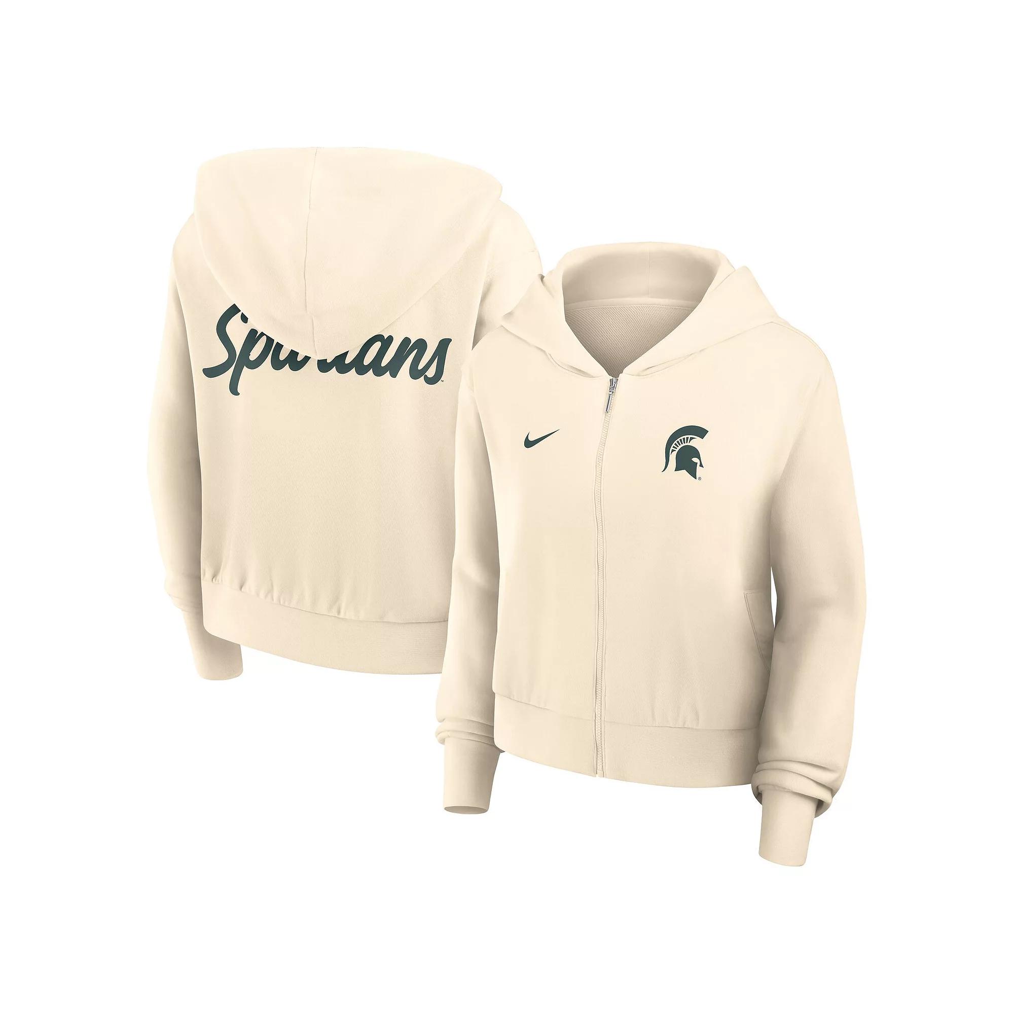 Women's Nike Cream Michigan State Spartans Cropped Chill Full-Zip Hoodie,  Product Image