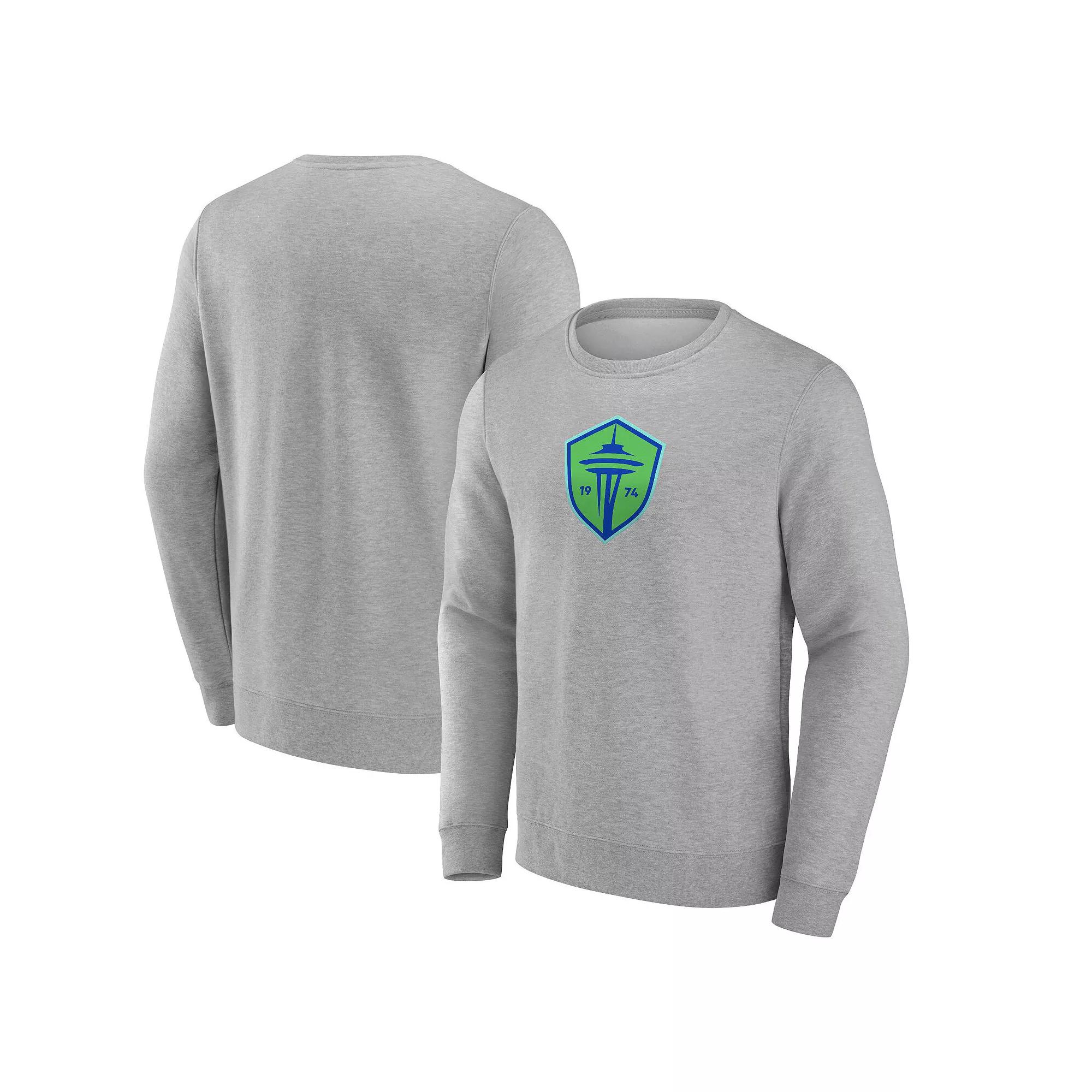 Men's Fanatics Branded Heather Gray Seattle Sounders FC Primary Logo Fleece Sweatshirt,  Product Image
