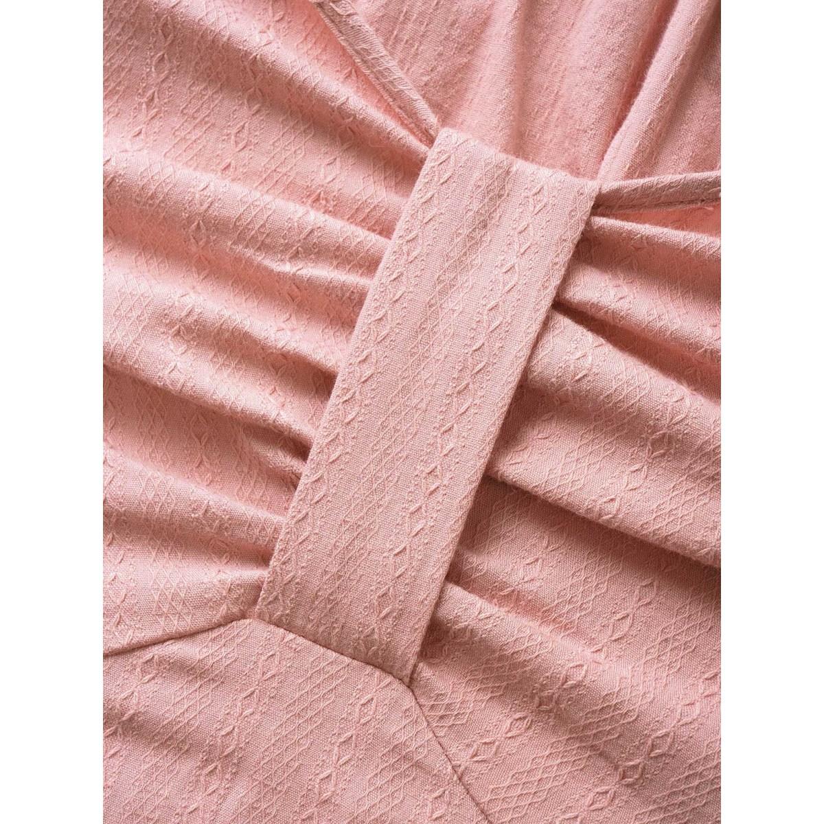 Plus Size Rouge Plain Heart Neckline Ruched Ruffle Sleeve Blouse Women Elegant Half Sleeve Heart neckline Everyday Blouses BloomChic 28/5X Product Image