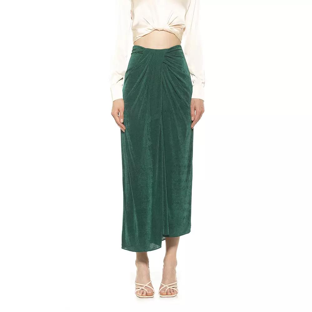 Women's ALEXIA ADMOR Jeanette Front Draped Slinky Midi Skirt, Size: XL, Blush Product Image
