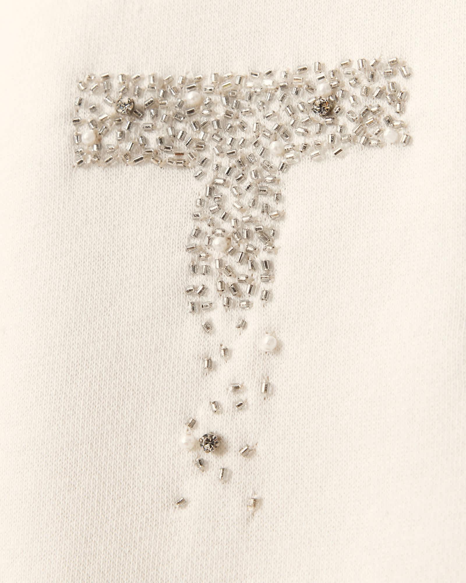 Stacks Separo Embellished Cropped Sweatshirt Optic White | ALLSAINTS US Product Image