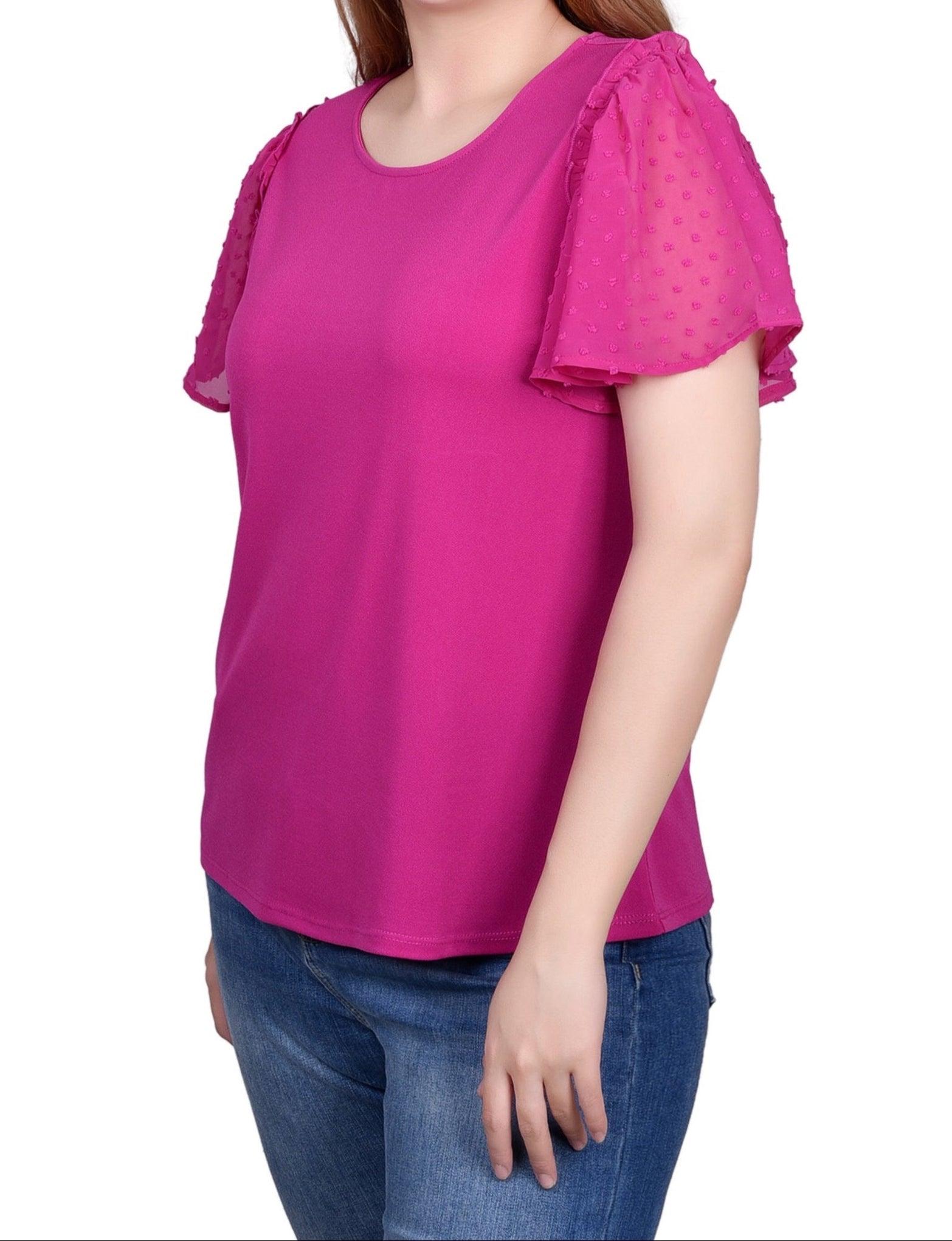 Clip Dot Flutter Sleeve Top - Petite Product Image