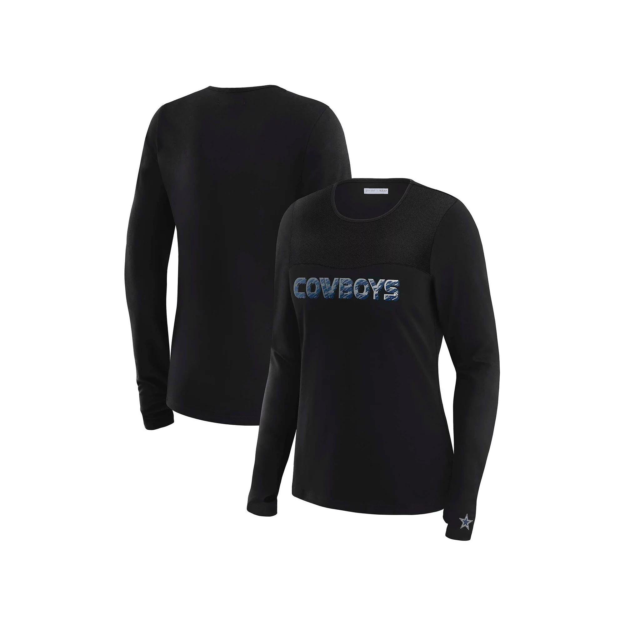 Women's WEAR by Erin Andrews x Gracie Hunt Black Minnesota Vikings Mesh Panel Long Sleeve T-Shirt, Size: XS Product Image