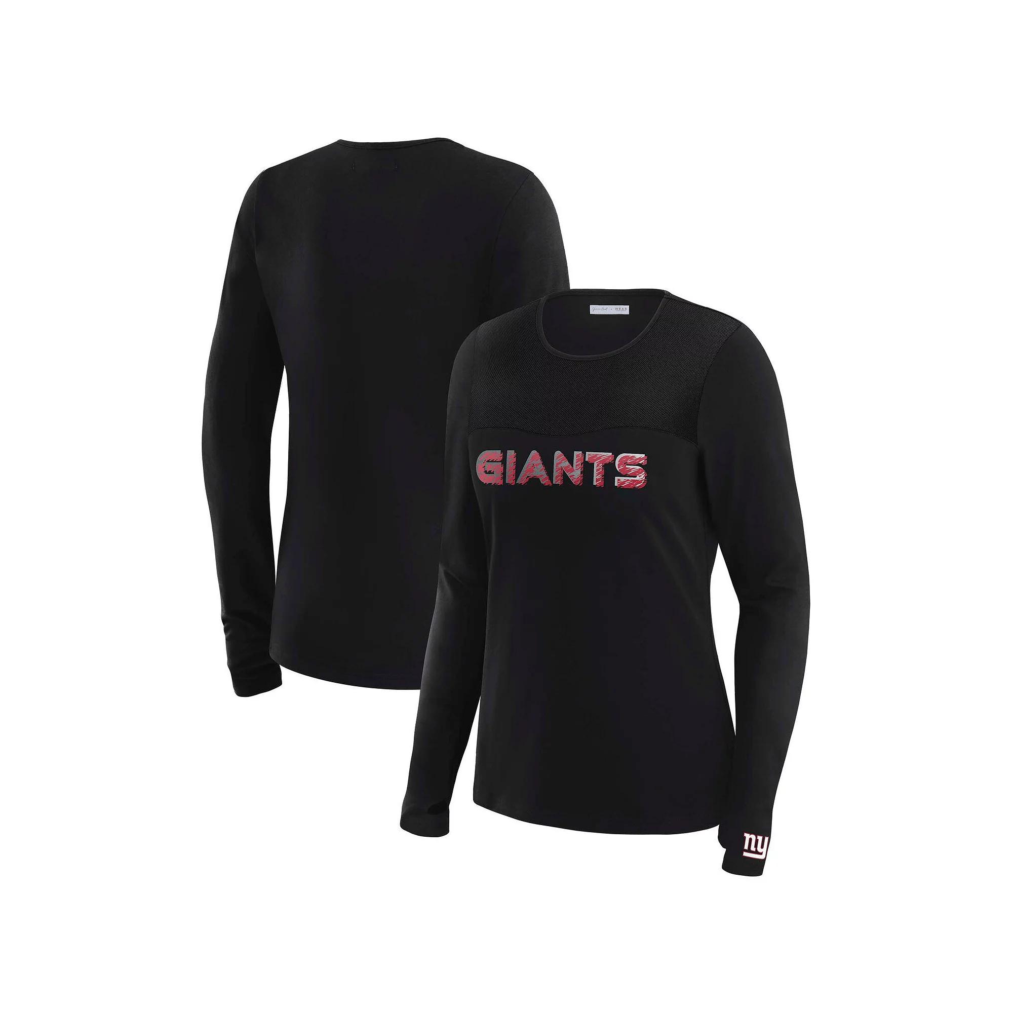 Women's WEAR by Erin Andrews x Gracie Hunt Black Cincinnati Bengals Mesh Panel Long Sleeve T-Shirt,  Product Image