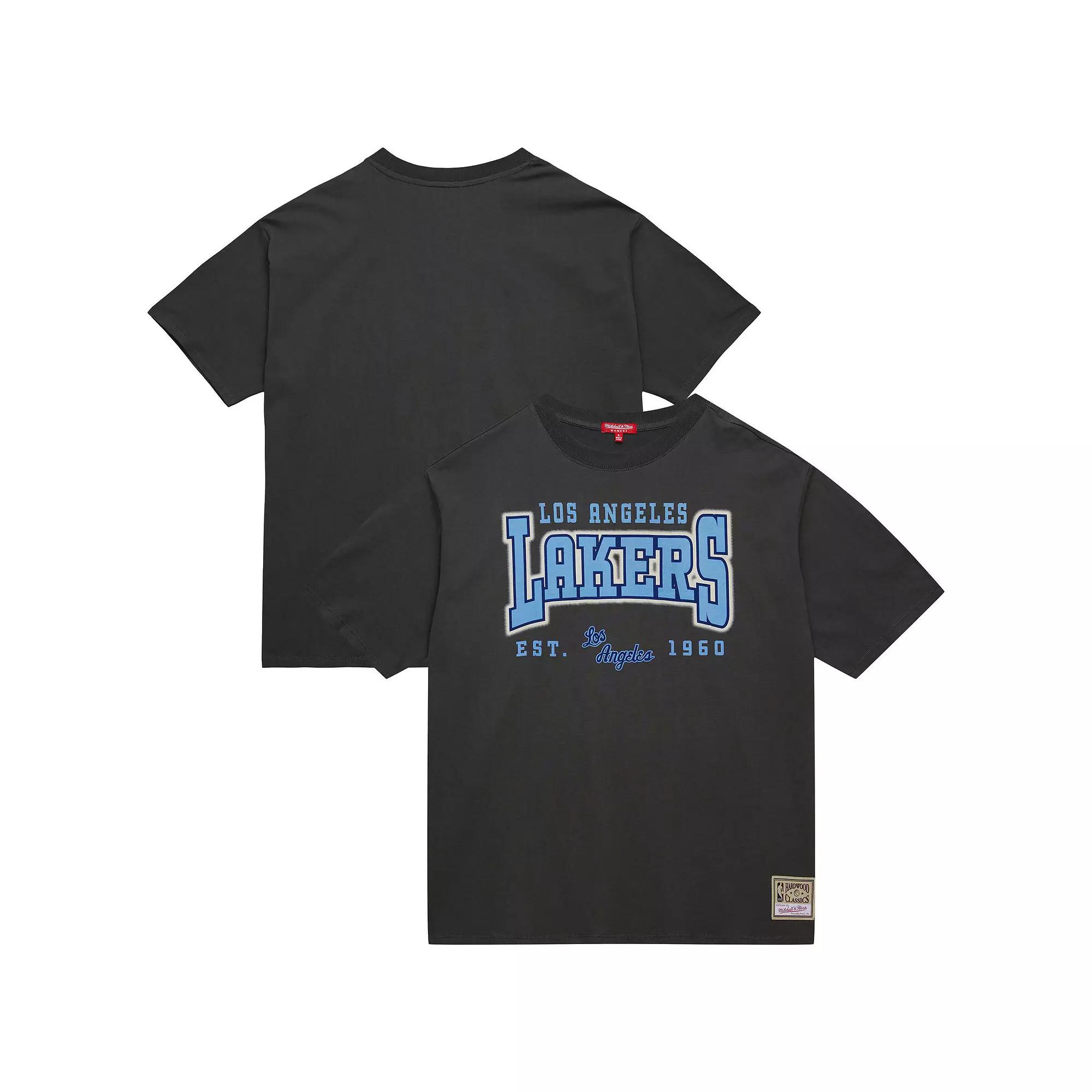 Women's Mitchell & Ness Gray Los Angeles Lakers Hardwood Classics Oversized Boyfriend T-Shirt, Size: Small, Grey Product Image