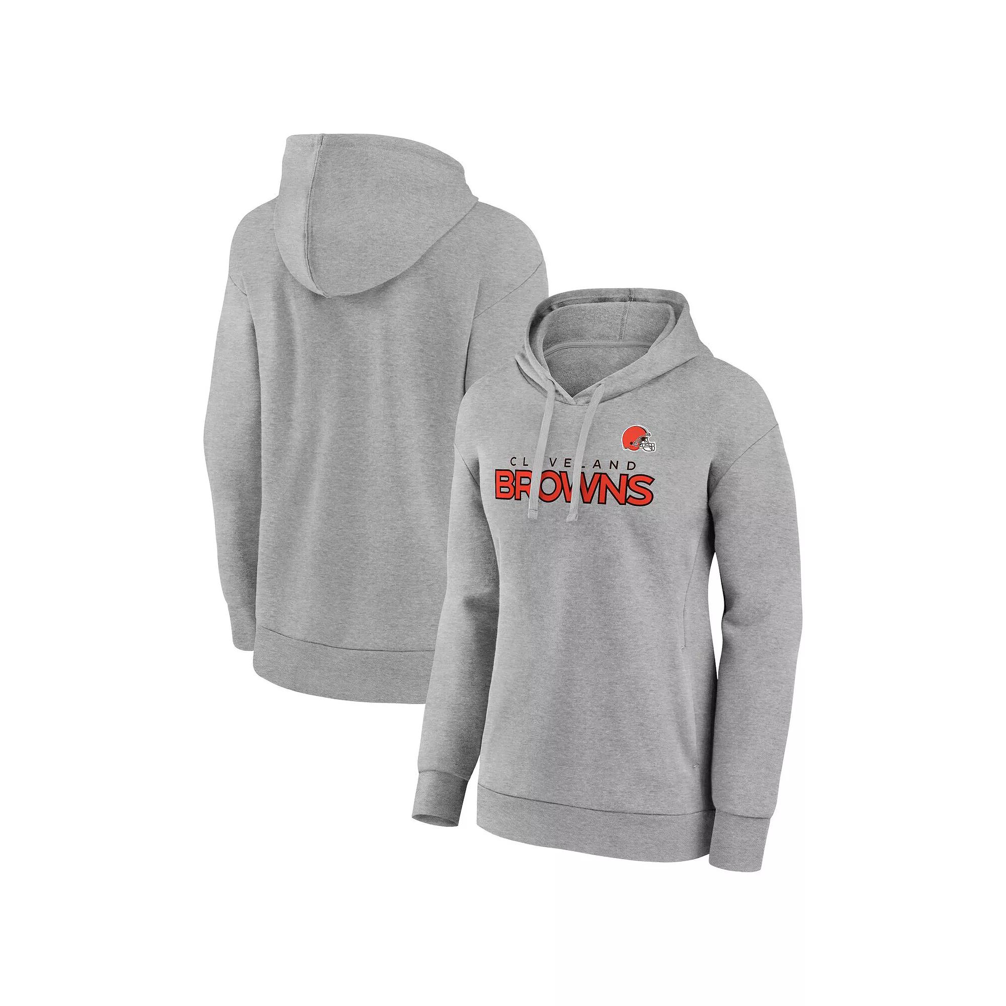 Women's Fanatics Heather Gray Cleveland Browns Iconic Cotton Fleece Checklist Pullover Hoodie,  Product Image