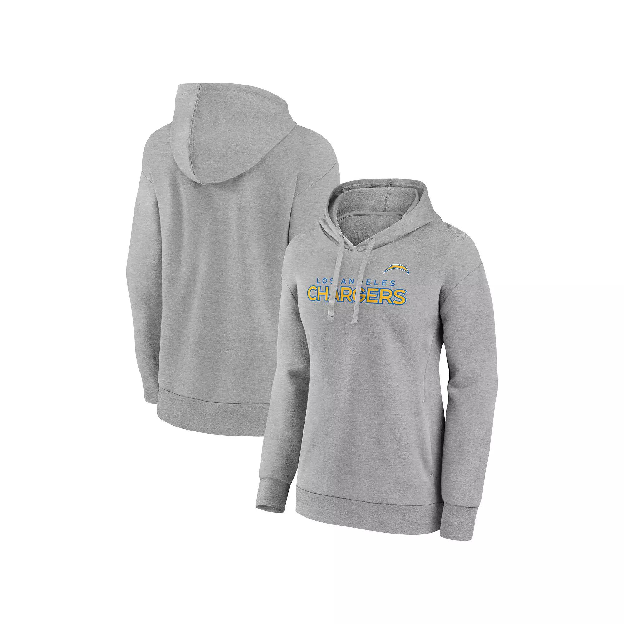 Women's Fanatics Branded Heathered Gray Los Angeles Chargers Checklist Crossover V-Neck Pullover Hoodie,  Product Image