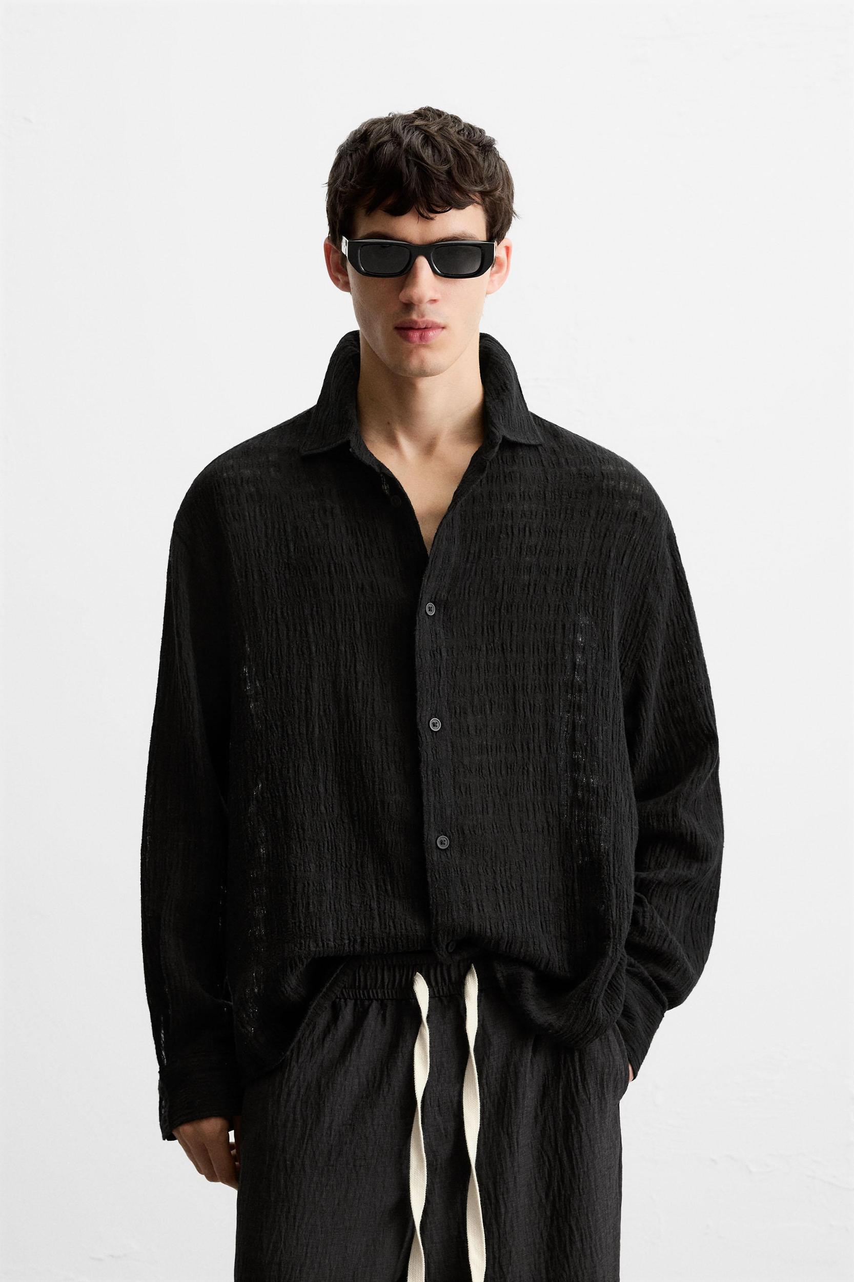 LINEN - COTTON JACQUARD SHIRT Product Image