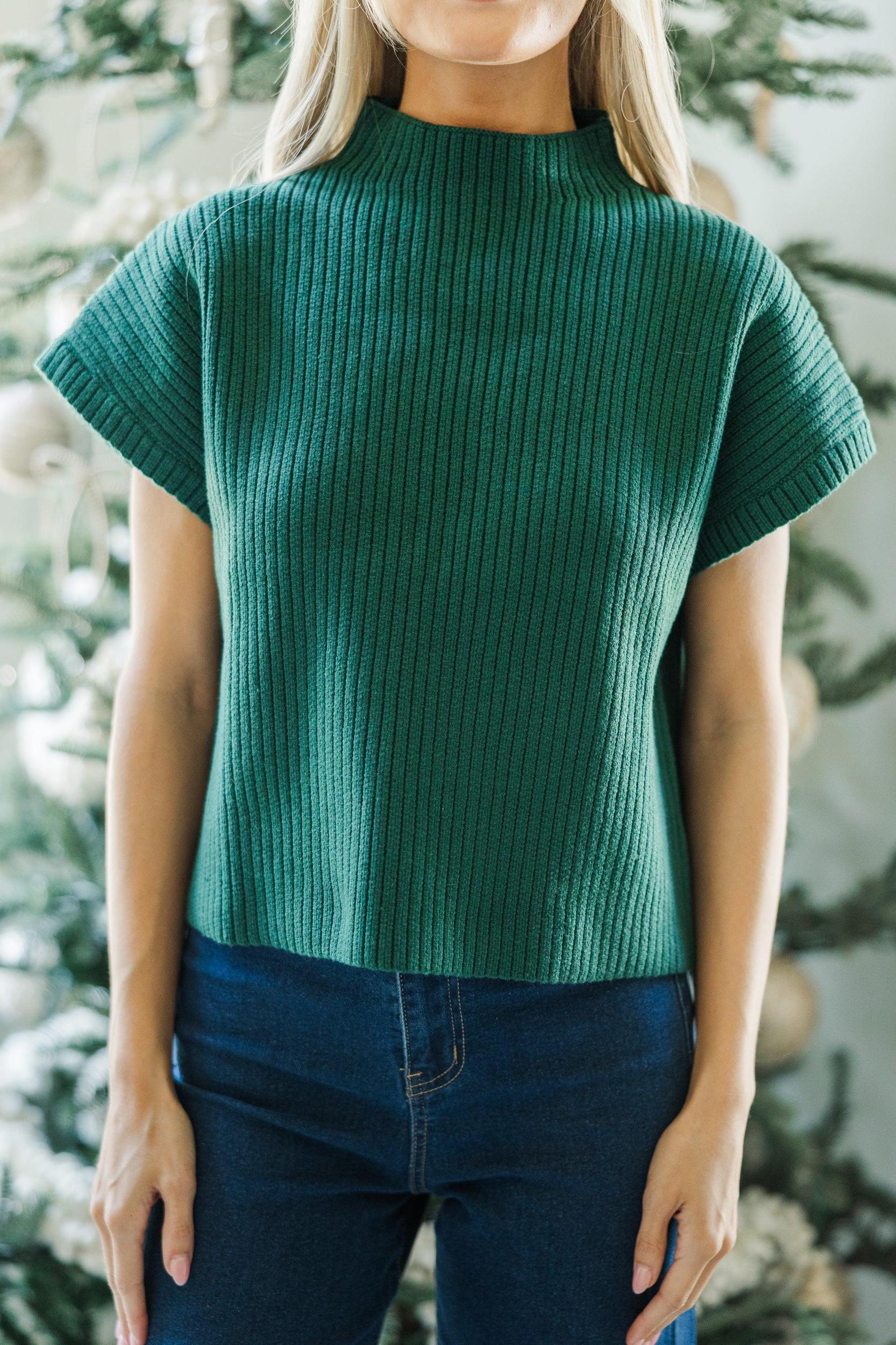 See You There Emerald Green Short Sleeve Sweater Female Product Image
