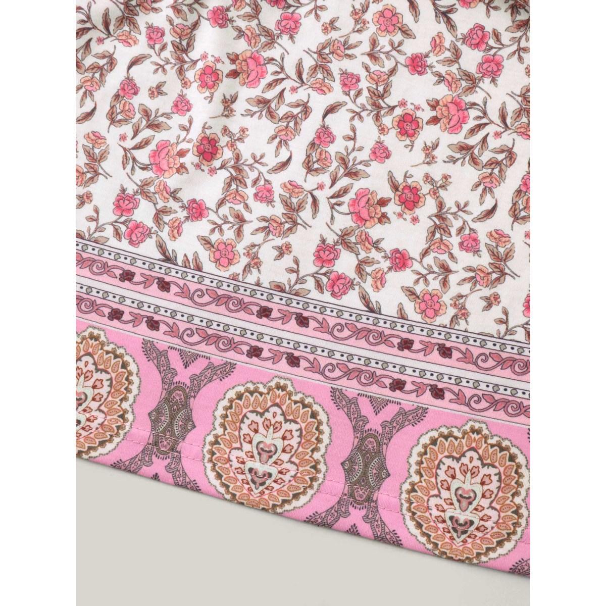 Plus Size Floral Print Pleated Front Sleeveless Tank Women Multicolor Casual Pleated Square Neck Everyday Tank Tops Camis BloomChic 10/M Product Image