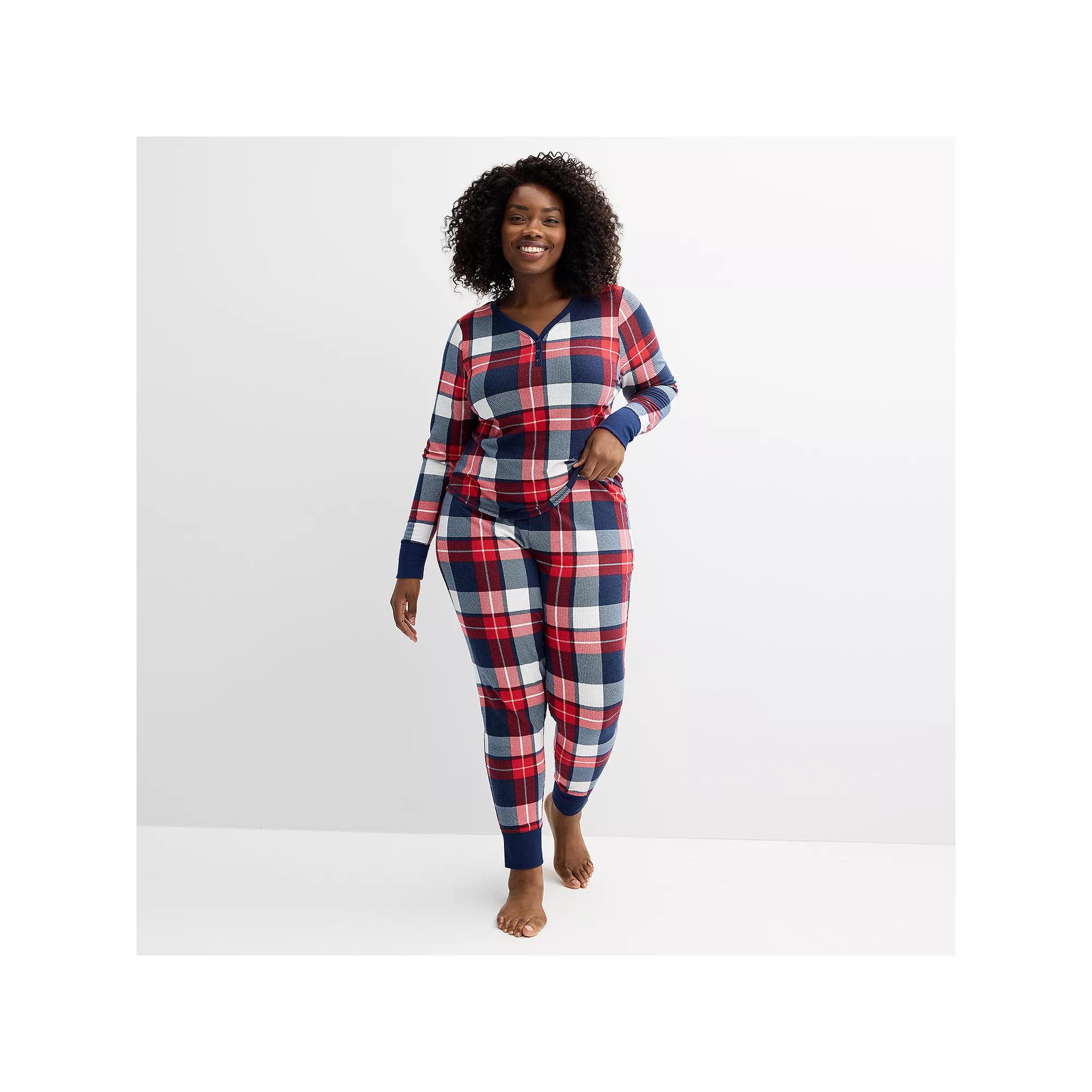 Plus Size Sonoma Goods For Life Thermal Pajama Top & Pajama Bottoms Set, Womens Product Image