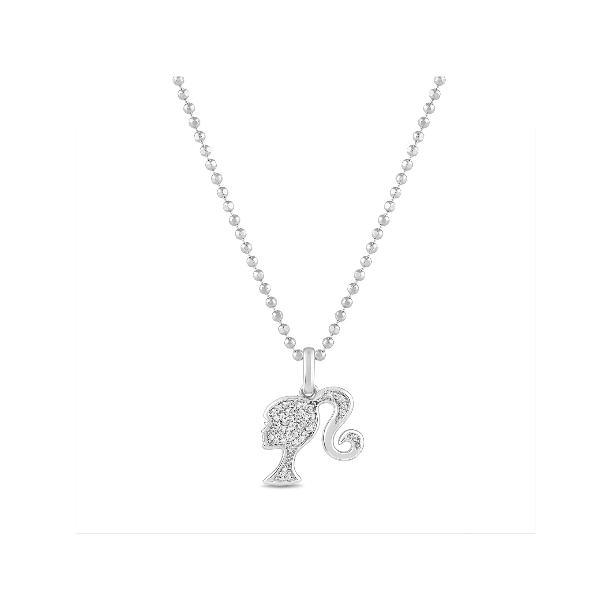 Barbie Sterling Silver 1/10 Carat T.W. Diamond Silhouette Necklace, Women's, Size: 16-18" ADJ Product Image