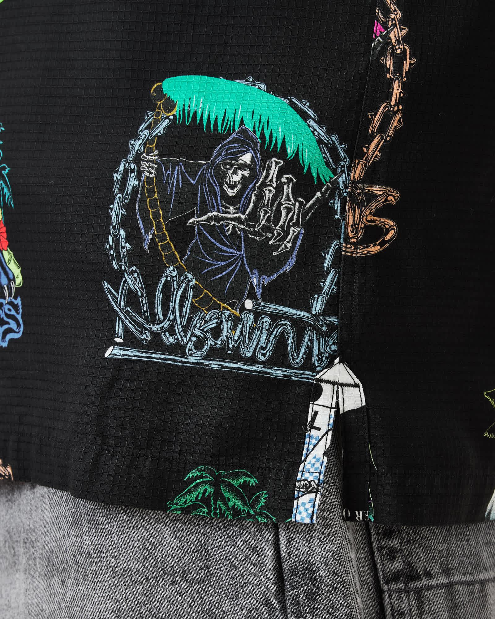 Gnar Relaxed Fit Hawaiian Shirt Jet Black | ALLSAINTS US Product Image